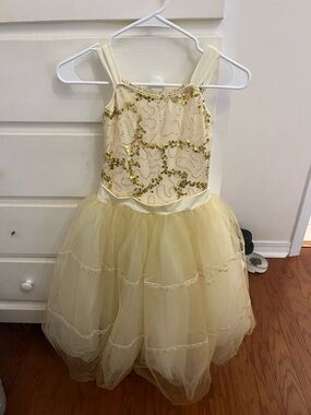 Girls' Sparkle Gold Tulle Dance Costume Dress